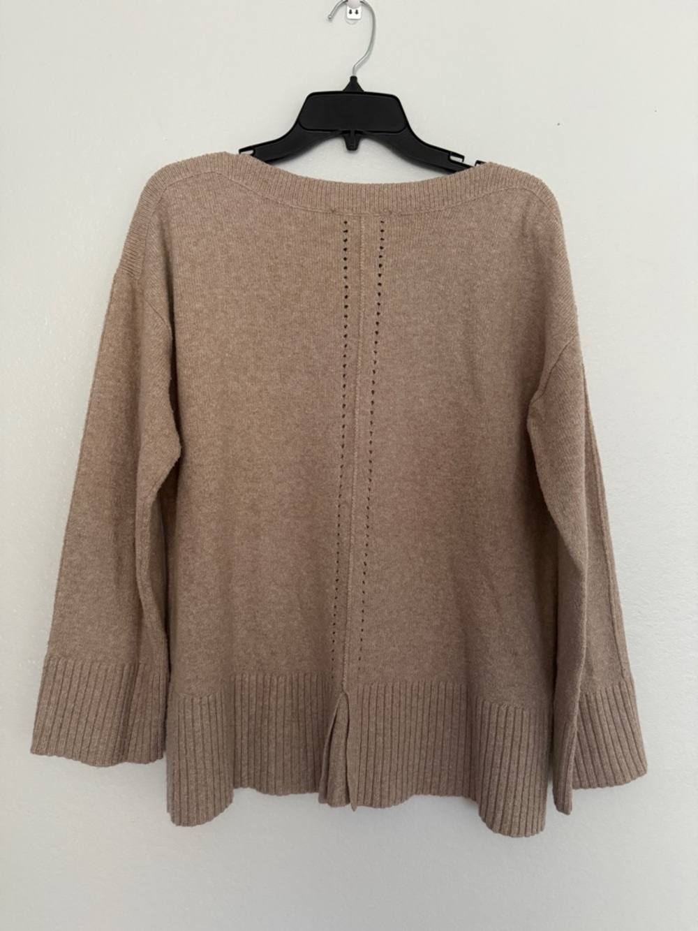 LOFT Brown Knit Sweater Relaxed Fit Ribbed Hem Split Back Detail Medium - Picture 3 of 6